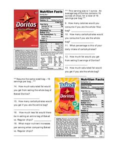 the nutrition information page for doritos is shown in this article, which shows how to