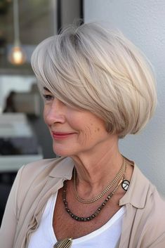 Bob Hairstyles For 60+, Trendy Haircuts For Women, Chin Length, Gorgeous Gray Hair