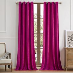 PRICES MAY VARY. PACKAGE INCLUDING:2 panels of W52" x L108" (132cm x 274cm) with 8 silver anti-rust grommets (1.6 inch inner diameter) LUXURY VELVET CURTAINS:Curtains are made of soft luxury thick velvet fabric, with smooth touch feeling and beautiful drape sense. curtains can bring more luxurious look to the home and suitable for decoration. BLACK OUT:These classic velvet blackout curtains block out 70-80% sunlight and UV rays ,fabric can block most of sunlight but allow the gentle light enters Pink Velvet Curtains, Block Out Curtains, Pink Curtains, Curtains For Bedroom, Living Room Red, Drape Panel, Curtains Living, Red Curtains, Floral Curtains