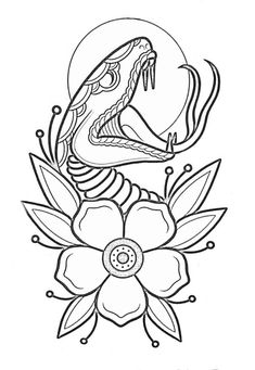 a black and white drawing of a flower with an image of a bird on it