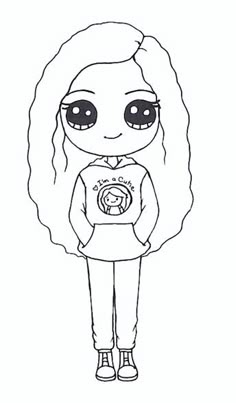 Kawaii Girl Drawings, Baby Coloring Pages, Doll Drawing, Cartoon Girl Drawing, Cute Kawaii Drawings, Kawaii Doodles, Cute Doodle Art, Dessin Adorable, Cute Easy Drawings