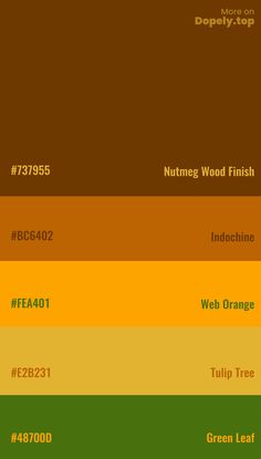 the color scheme for wood finish is shown in green, brown and yellow tones with different colors