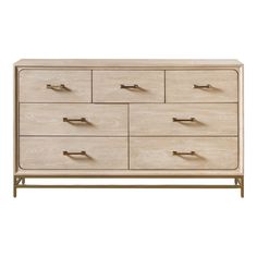 the chest of drawers is made out of wood and has metal handles on each drawer