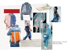 several images of different types of clothing and accessories, including denim jackets with zippers on them