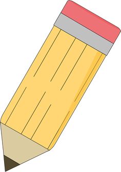 a pencil that is yellow and has red on the end, with a black tip