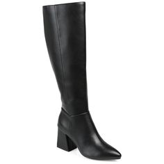 A striking boot that will definitely add a bold look to your everyday wear the Landree by Journee Collection. This vegan leather boot features a 4 mm Tru Comfort Foam� footbed and a smooth zipper entry for the perfect fit. An almond-toe and a block heel give this versatile style a fresh look. At Journee Collection our boot styles will have your outfit looking even better than before. They will give you that finishing touch that will have your outfit looking straight out of a magazine. Block Heel Knee High Boots, Almond Toe Boots, Knee High Boots Black, Heel Knee High Boots, Kitten Heel Boots, Vegan Leather Boots, High Quality Boots, Faux Leather Boots, Platform Block Heels