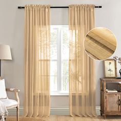 a living room scene with focus on the curtains