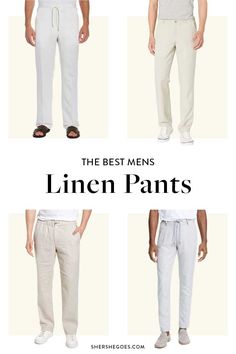 Linen is the perfect "classy yet casual" summer fabric. Strong, absorbent, and lightweight, linen is a summer staple that will instantly elevate your wardrobe. Keep reading for our favorite linen pants to check out this summer! #linen #linenpants #menslinenpants linen pants, linen pants outfit, linen pants outfit men, best linen pants, best linen pants for men, men's linen pants, best men's linen pants, linen pants for men, best white linen pants for men White Linen Pants Outfit Men, Linen Shirt Pant For Men, Mens Linen Pants Nordstrom, Men White Linen Pants, Luxury Linen Dress Pants For Men, Luxury Men's Linen Pants, Men’s Linen Pants Style, Linen Menswear