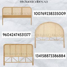 four different types of bed frames with numbers on the bottom and bottom, including one for each