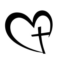 a heart with a cross in it and the word jesus above it is black on a white background