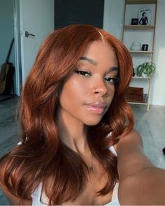 Cooper Auburn Hair Color On Black Women, Ginger Hair Neutral Skin, Hicolor Highlights Copper, Fall Hair Colors On Black Women, Amber Hair Color Brown, Ginger Beer Hair Color, Hair Colors On Brown Skin, Hot Baddie Outfits, Copper Hair On Brown Skin