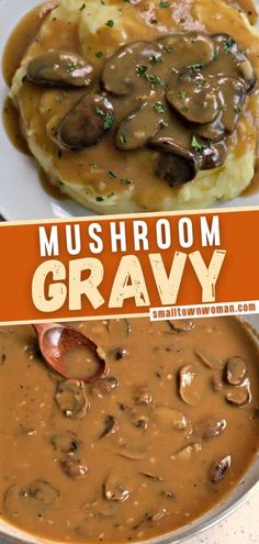 mushroom gravy with mashed potatoes on the side