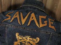 Denim jacket hand-painted in metallic copper