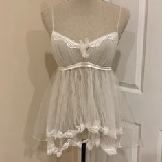 Victoria’s Secret Sheer Tiered White Lace Neglige - S/P Never Worn, Excellent Like-New Condition. Angelic Clothing, White Coquette Nightgown With Lace Trim, Victoria's Secret White Lace Sleepwear, White Sheer Lace Sleepwear, White Lace Trim Coquette Nightgown, Night Ware, Veronica Lodge Outfits, Sheer V-neck Coquette Sleepwear, 1980 Fashion