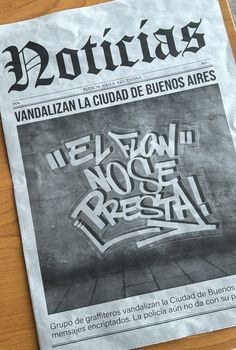 the front page of an italian newspaper with graffiti on it's cover and in spanish