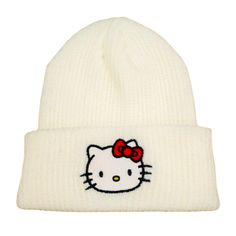 New Hello Kitty Beanie Hat, Color Cream. Gorra Crema Cute One Size Beanie, Cute Cream Beanie Hat, Cute Warm Hats One Size, Cute One Size Fits Most Beanie, Cute White Hat, One Size, Cute Cat Ears Hat, Cute Warm Cat Ears Hat, Cute One Size Hat, Trendy White Warm Hats