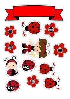 the ladybug stickers are all different colors and sizes, but one is red