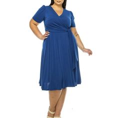 Product Description: Step into elegance with the Plus Size Stylish Solid Faux Wrap Dress featuring a Deep V-Neck. This chic and sophisticated dress is designed to flatter your curves while providing ultimate comfort. The faux wrap design creates a beautiful silhouette, and the deep V-neck adds a touch of allure. Crafted from high-quality, stretchable fabric, this dress is perfect for any occasion, from casual outings to formal events. Available in a range of solid colors, it's a versatile addition to your wardrobe. Effortlessly stylish and easy to care for, this dress is a must-have for any fashion-forward woman. Size Chart(Inches) / MDR02098 1XL => Chest: 38-40 / Sleeve: 17.75 / Length: 43.5 2XL => Chest: 40-42 / Sleeve: 18 / Length: 44 3XL => Chest: 42-44 / Sleeve: 18.25 / Length: 44.5 C Plus Size Flowy Dress, Moa Collection, Plus Size Summer Dresses, Fashion For Petite Women, Dot Print Dress, Beautiful Silhouette, Sophisticated Dress, Long Dress Casual, Short Mini Dress