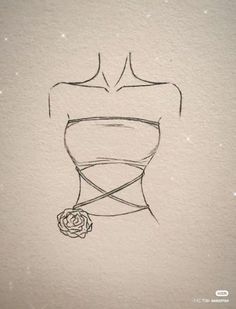 a drawing of a dress with a rose on it