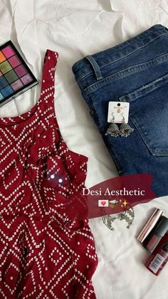 Kurti For Women Casual, Kurti Aesthetic Insta Story, Desi Core Aesthetic, Aesthetic Kurti, Desi Pinterest, Kurti With Jeans, Red Kurti, Desi Fits, Desi Aesthetics