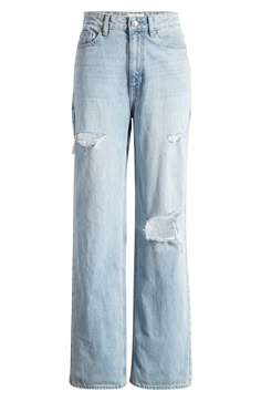 Ripped-out holes and a faded wash put a retro spin on high-waisted boyfriend jeans cut from comfortable cotton nonstretch denim. 32" inseam; 16" leg opening; 12 1/2" front rise; 16" back rise (size 29) Zip fly with button closure Five-pocket style 100% cotton Machine wash, tumble dry Imported Ripped Jeans High Waist, Everyday Distressed Cropped Jeans For Spring, Trendy Distressed Cropped Jeans For Everyday, Trendy Ripped Cropped Jeans For Everyday, Casual Everyday Ripped Cropped Jeans, Trendy Ripped Medium Wash Cropped Jeans, Trendy Ripped Light Wash Cropped Jeans, Trendy Ripped Cropped Jeans In Medium Wash, Faded Distressed Jeans For Spring