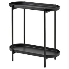 a black shelf with two shelves on each side and one shelf in the other direction