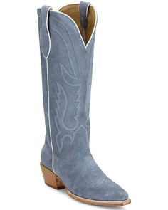 Suede leather upper Snip toe Blue Cowgirl Boots, Womens Ariat Boots, Tall Western Boots, Tall Western Boot, Blue Suede Boots, Justin Boots Womens, Cowboy Boots Mens, Twisted X Boots, Womens Cowgirl Boots