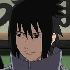 an anime character with black hair wearing a hoodie