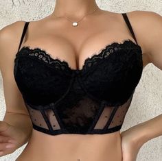 Black Lacey Bra Never Worn New With Tags Size Medium, Probably Good For Aa-C Cups Adjustable Band And Straps Black Strapless Bra Lace, Bra Strap Showing Outfit, Black Bra Outfit, Lacey Bras, Lace Bra Outfit, Black Bras, Butterfly Bra, Sleepwear Black, Push Up Strapless Bra