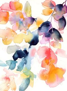 watercolor painting of colorful flowers on white paper