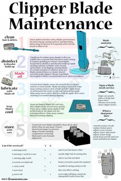 an info sheet with instructions on how to use clipper blade maintenance