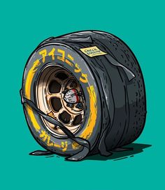 an illustration of a car tire that has been turned upside down