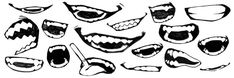 an image of various mouths drawn in black and white