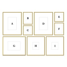 six square frames with the letters e, b, c, and h in them