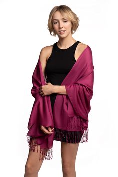 PRICES MAY VARY. 【Superior fabric construction】: Silky, soft and luxurious cashmere-like feel from using 68% modal and 32% wool. *Does not cause itchiness* or color fading. Can be wore year-round for all purpose. 【Size and Measurement】: Extra wide 70”x 28” inches in breathable light-weight fabric, perfect to wear as scarf, shawl, or wrap. 【Fashionable and Functional】: Designed for versatile wearing situations, available in various colors. Goes well with dress or outfit of any style in formal sit Maroon Scarf, Evening Shawls, Bridal Wrap, Activewear Fashion, Evening Wedding, Pashmina Shawl, Scarf Tying, Pashmina Scarf, Formal Attire