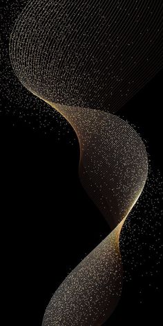 an abstract image with dots and lines in the shape of a curved curve on a black background