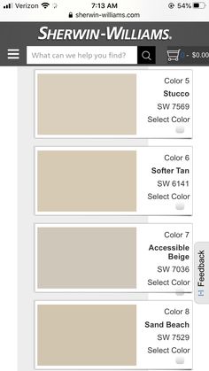 the sherylin - williams color guide is shown in this screenshoter's view