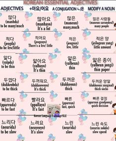 a poster with korean words and pictures on it