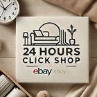 the 24 hours click shop logo is displayed next to some sewing supplies and other items