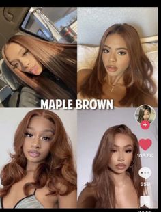 Fun Hair Color For Black Hair, Dye Hair On Brown Skin, Fall Hair Colors Light Skin, Hair Colour Honey Brown, Light Brown Ginger Hair Black Women, Hair Dyed For Brown Skin, Monochromatic Hair And Skin, Cowgirl Copper With Money Piece, Copper Brown Hair Dark Skin