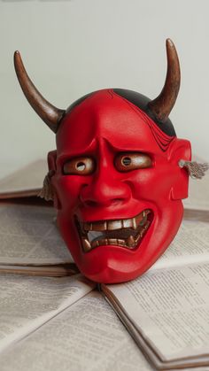 Free Shipping! Hannya Mask, Handmade Mask, 3d Art, Deadpool, Mask, Free Shipping, Red, Fictional Characters, Art