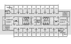 the floor plan for an office building, with two floors and three rooms on each level