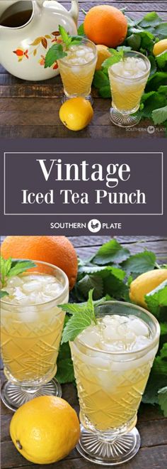 vintage iced tea punch recipe with oranges and mint