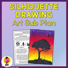 the silhouette drawing art sub plan with an image of a tree and moon on it