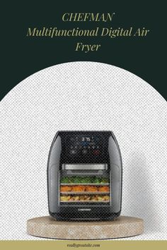 an advertisement for the cheman multifunctional digital air fryer is shown