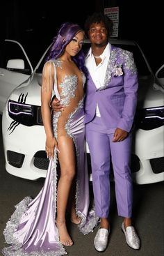 Purple And Grey Prom Couple, Purple Velvet Prom Dress, Purple Prom Dresses Black Women, Exotic Prom Dresses, Matric Dance Dresses, Silver Prom Dress, Classy Prom, Matric Dance