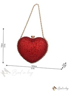 Bird in Bag - Red Rhinestone-Adorned Evening Bag with Heated Shaping Red Clutch Bag For Valentine's Day, Handheld Evening Bag For Valentine's Day, Heart-shaped Formal Bag For Valentine's Day, Glamorous Heart-shaped Bag For Gift, Glamorous Gift Bag For Valentine's Day, Valentine's Day Gift Handheld Evening Bag, Valentine's Day Handheld Evening Bag Gift, Glamorous Valentine's Day Gift Bag, Glamorous Heart-shaped Gift Bags