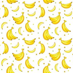 a bunch of ripe bananas on a white background with polka dot dots in the middle