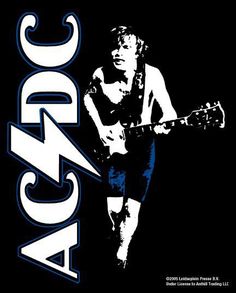 a man with an electric guitar in his hand and the words ac / dc on it