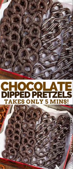 chocolate dipped pretzels take only 5 mins to make them look like they're eating